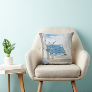 Ocean View in a Bedroom Window Cushion