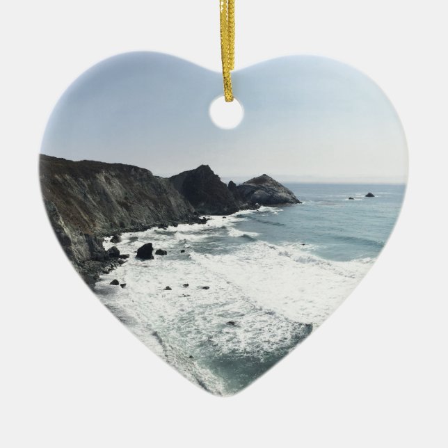 Ocean View Pacific Coast Highway Big Sur Ceramic Tree Decoration (Front)