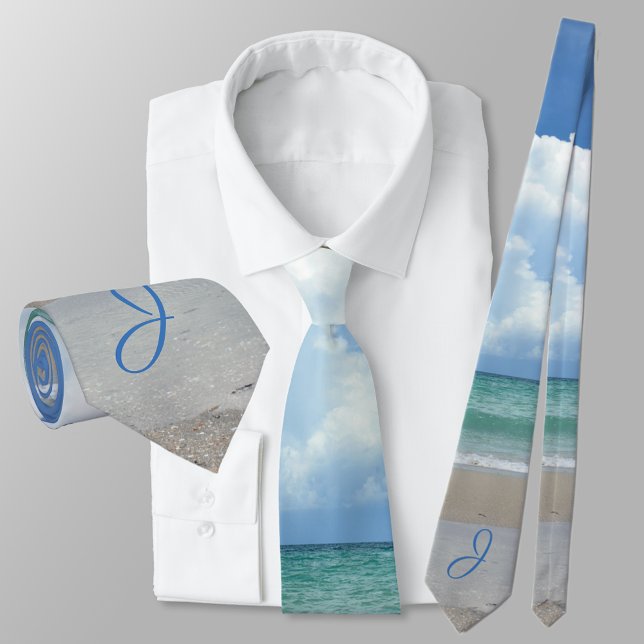 Ocean View Photographic Monogrammed Tie (Creator Uploaded)