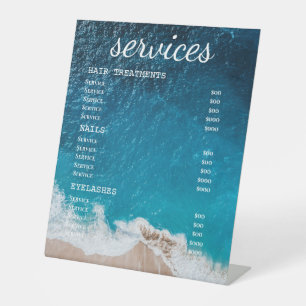 Ocean View Salon Service Menu Sign