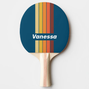 Ocean Vintage Vibe Pin Striped with Name Ping Pong Paddle