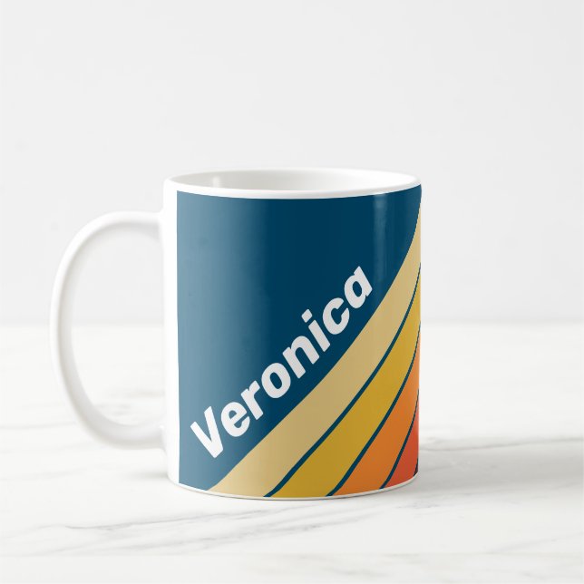 Ocean Vintage Vibe Stripes with Name Coffee Mug (Left)