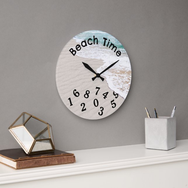 Ocean Water and Windswept Sand Large Clock (Office)