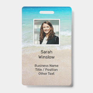 Ocean Water Beach Scene Photo Custom ID Badge