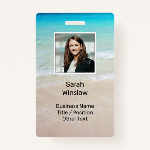 Ocean Water Beach Scene Photo Custom ID Badge