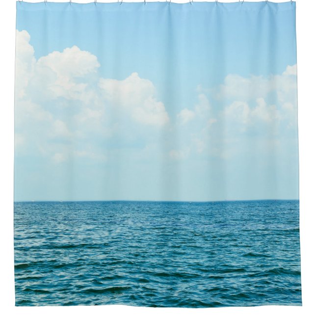 Ocean Water, Clear Blue Sky. Shower Curtain (Front)