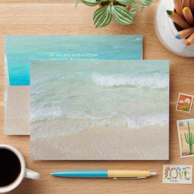 Ocean Water Speciality Return Address A7 Envelopes (Desk)