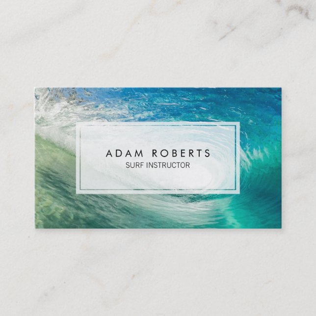 Ocean Water Surf Instructor Professional Business Card (Front)