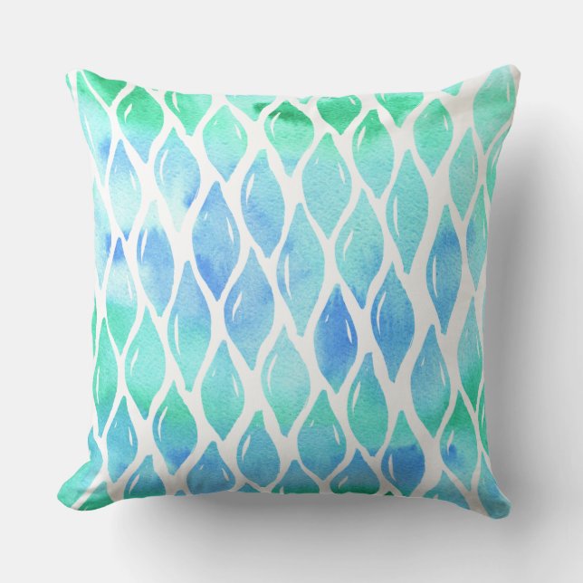 Ocean watercolor drops pattern Throw Pillow (Front)