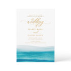 Ocean Watercolor Gold Script Beach Wedding