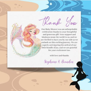 Ocean Watercolor MERMAID MOTHER TO BE Thank You Card