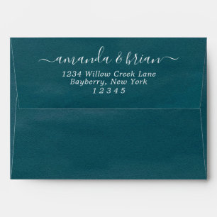 Ocean Watercolor Paper Trendy Script Lettering 5x7 Envelope