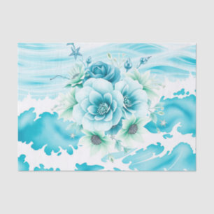 Ocean Watercolor with Seafoam Tissue Paper