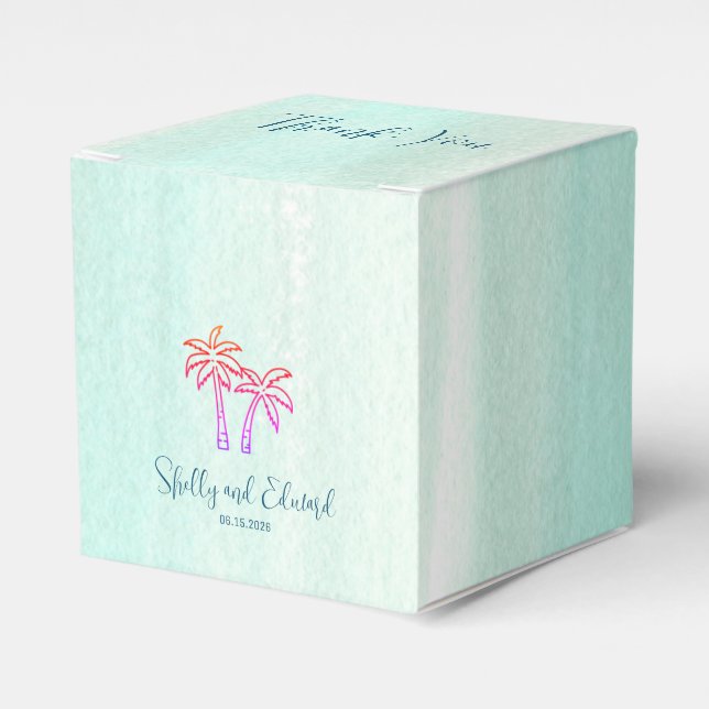Ocean Waters Miami Palms Wedding Favour Box (Front Side)