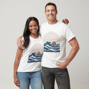 Ocean Wave at Sunset Japanese Art Style T-Shirt