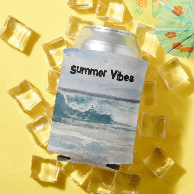 Ocean Wave Beach Art Summer Vibes Can Cooler (In Situ Summer)