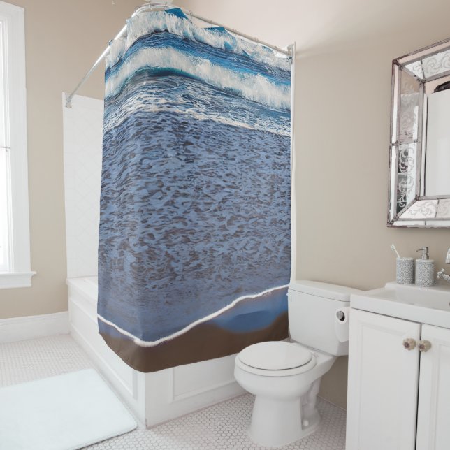 Ocean Wave Beach Shoreline Shower Curtain (In Situ)
