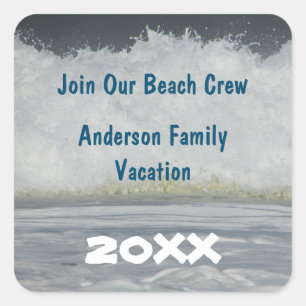 Ocean Wave Beach Trip Family Reunion Invite Seal