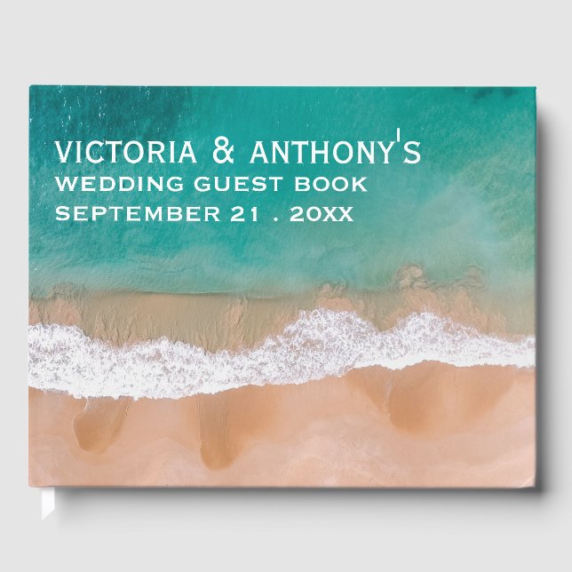 Ocean Wave, Beach Wedding Guest Book (Front)