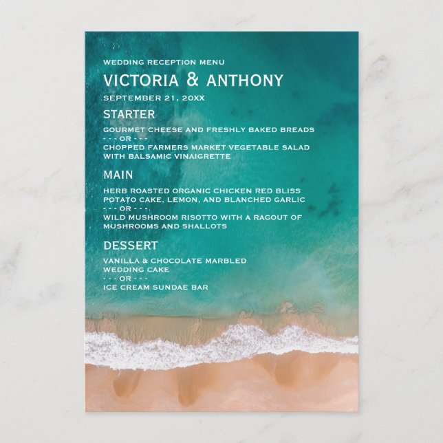 Ocean Wave, Beach Wedding Menu (Front)