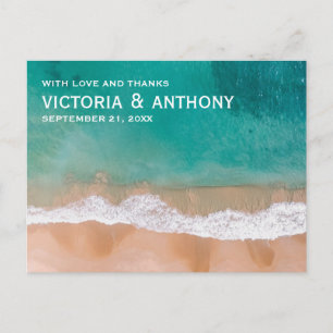 Ocean Wave, Beach Wedding Thank You Postcard