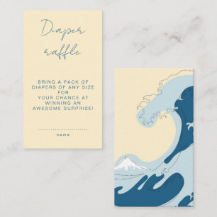 Ocean Wave Blue Boy Baby Shower Diaper Raffle Enclosure Card