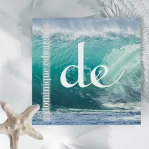 Ocean Wave Coastal QR Spa  Square Business Card