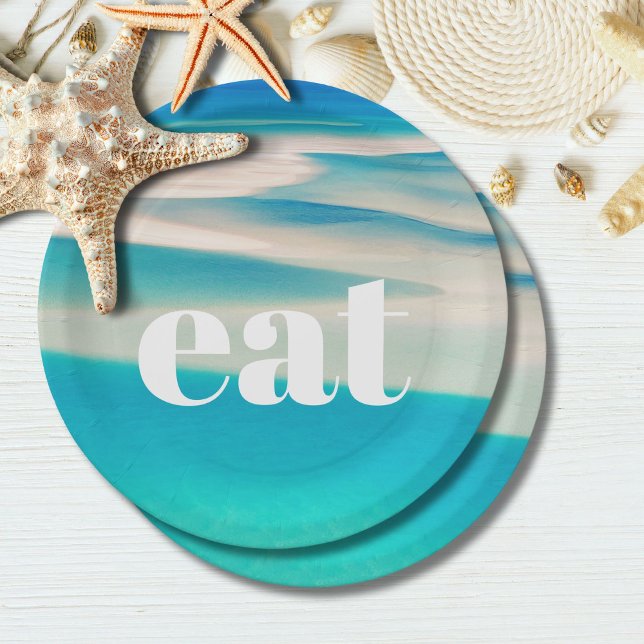 Ocean Wave Eat Beach Party Decor Paper Plate (Creator Uploaded)