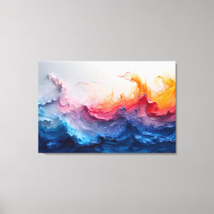 Ocean Wave Fluid Art Sunset Glow Abstract Canvas Print