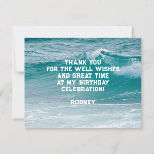 Ocean Wave His Birthday Thank You Message Card