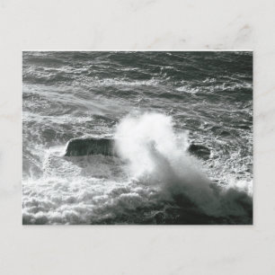Ocean wave hitting a wide flat rock in Oregon Holiday Postcard