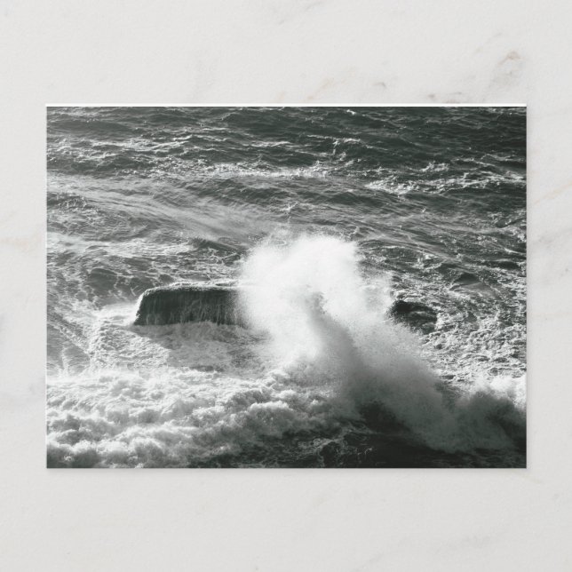 Ocean wave hitting a wide flat rock in Oregon Holiday Postcard (Front)