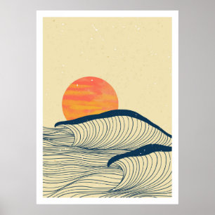 Ocean wave landscape poster