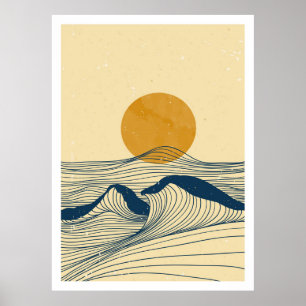 Ocean wave landscape poster