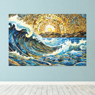 Ocean wave mosaic 001 canvas print