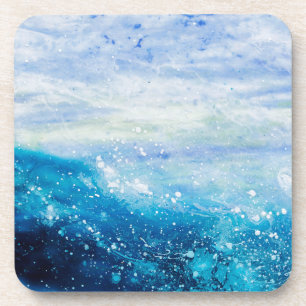 Ocean wave painting, sea foam coaster