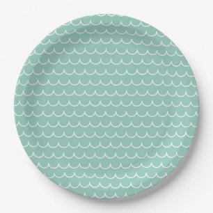 Ocean Wave Party Plates   Turquoise and White Wave
