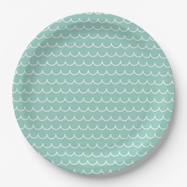 Ocean Wave Party Plates | Turquoise and White Wave (Front)