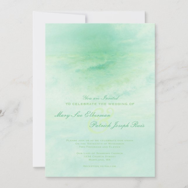 Ocean Wave: Seafoam Green Wedding Invitation (Front)
