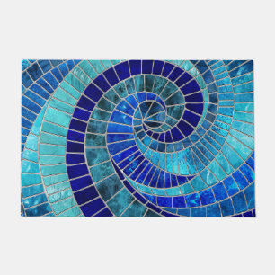Ocean Wave Spiral mosaic art Doormat