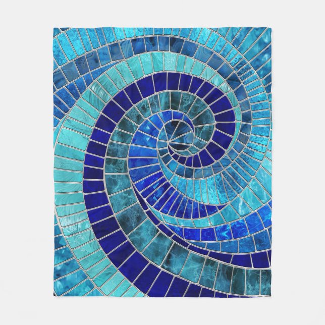 Ocean Wave Spiral mosaic art Fleece Blanket (Front)