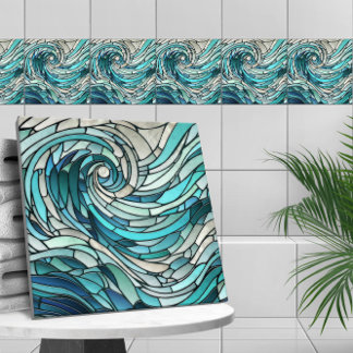 Ocean Wave Spiral Mosaic  Tile