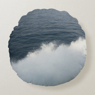 Ocean Wave Spray from Ferry to Capri 1 Round Cushion