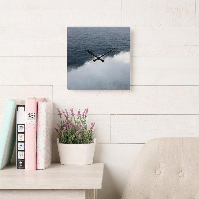 Ocean Wave Spray from Ferry to Capri 1 Square Wall Clock (Reading Room)