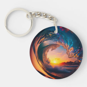 Ocean Wave Sunset Key Ring