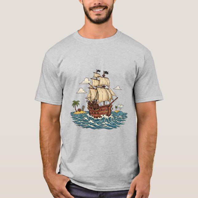 Ocean Wave Surfer Coastal Adventure T-Shirt (Front)