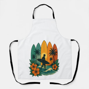 Ocean Wave Surfing Tee Apron