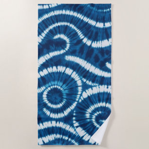 Ocean Wave Tie Dye Design Beach Towel