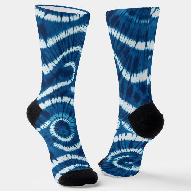 Ocean Wave Tie Dye Design Socks (Angled)