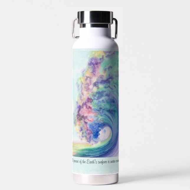 Ocean Wave Watercolor by Miranda Water Bottle (Front)
